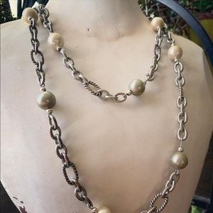 Pearled Pewter Chain Necklace